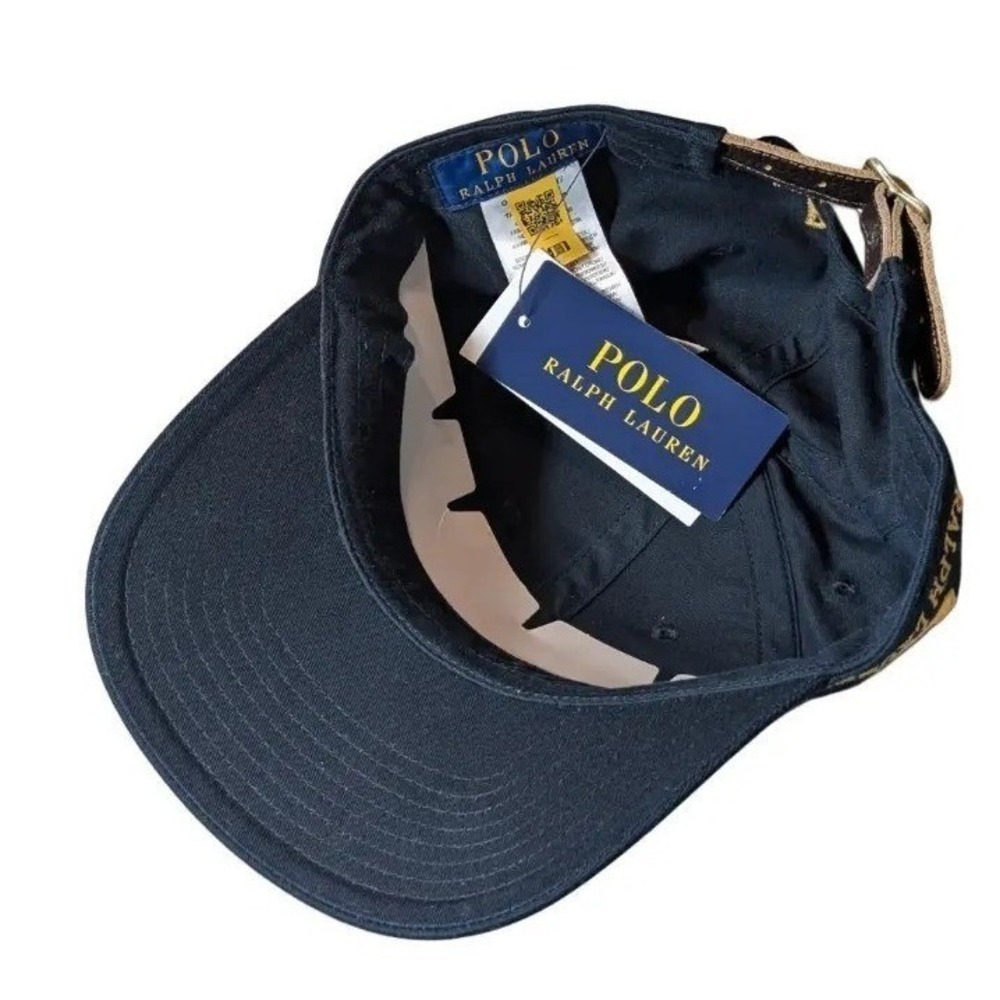 Polo Ralph Lauren Gold Triple Pony Embroidered Hat Leather Strap O/S NWT - Picture 7 of 7